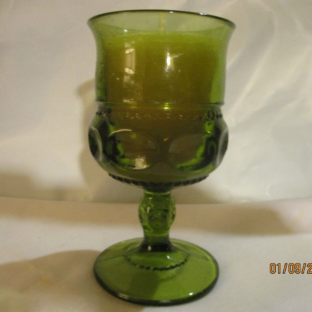 Glass Rare Green Candle 5 5/16" Lemon Scent